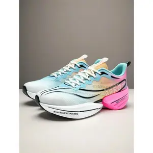 Parent - Child Pink - Blue Gradient Racing Running Shoes, Tech Sports Style, Breathable Mesh Material, Lightweight & Responsive, Comfortable on Feet, Ideal for Parent - Child Running Training & Daily Sports