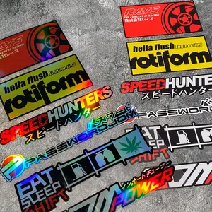 6 Pieces/set of Reflective JDM Style Pattern Combination Stickers, Suitable for Covering Scratches on The Fuel Tank Side Panel of The Car Body, Waterproof and Sunshade, Motorcycle, Electric Vehicle and Car Decorative Stickers, Sticker for Cars, Car Decals