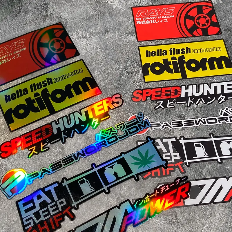 6 Pieces/set of Reflective JDM Style Stickers, Suitable for Covering Scratches on Fuel Tank Side Panel, Waterproof and Sunshade, Motorcycle, Electric Vehicle and Car Decorative Stickers, Car Decals, Decals for vehicles