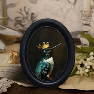 Vintage Gothic Hummingbird Wall Decor, Home Decor Accessory, Oval Frame, Unique Art Piece for Home, Perfect for Halloween, Christmas, Thanksgiving