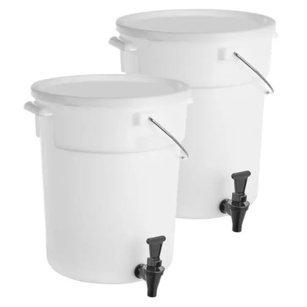 2-Pack 5-Gallon Plastic Beverage Dispensers with Spigot and Lid, Iced Tea Lemonade Water Dispensers for Parties, Restaurants