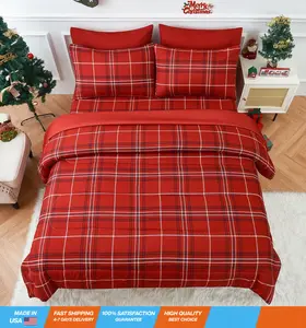 Christmas Queen Comforter Set - Christmas Print - 7 Pieces Bed in a Bag - Christmas Bedding Sets with Comforter, Flat Sheet, Fitted Sheet, 2 Embroidered Pillowcases & 2 Printed Pillowcases