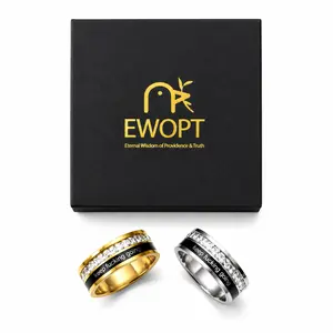 EWOPT Unisex Titanium Steel Spinner Ring with Cubic Zirconia, Lightweight Minimalist Fidget Band for Everyday Stress & Anxiety Relief
