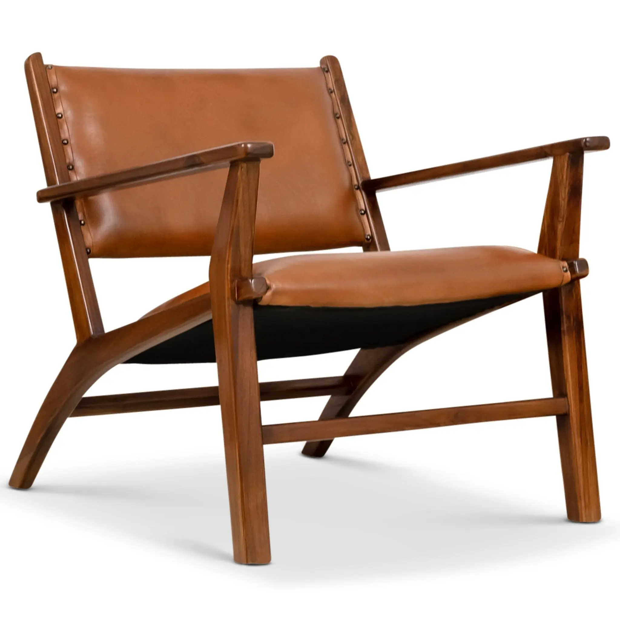 Malawi Tan Leather Recliner Armchair with Armrests, Durable Indoor Furniture for Living Room, Easy to Lounge In