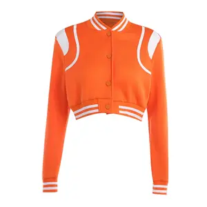 RENDEZVOUS - Tangerine Triumph Varsity Jacket | Womens Orange Varsity Jacket (US, Alpha, Small, Regular, Regular, Orange)