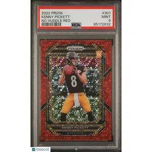 Kenny Pickett 2022 Panini Prizm Rookies Prizm No Huddle Red /50 #301 PSA 9 MINT