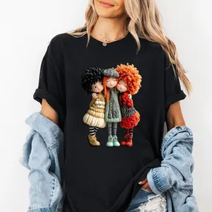 Personalized sister pattern printed T-shirt. Suitable for summer outerwear, for sister fashion outfits or street style outfits. It's a great gift for friends, family members, or mothers.
