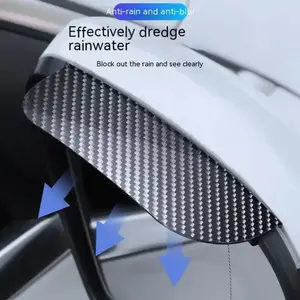 2pcs Car Rearview Mirror Rain Guard, Carbon Fiber Texture, Dust Proof, Universal Fit, Weatherproof Parking Mirror Cover, Easy Clip-On