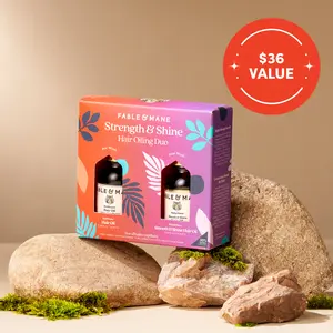 Fable & Mane Strength & Shine Hair Oiling Duo Set. Travel Haircare Minis to Hydrate, Moisturize, Strengthen, and Control Frizz.