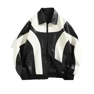 Autumn and Winter Hip Hop Men's Faux Leather Jacket, Padded Windbreaker, Motorcycle Biker Bomber Coat Women