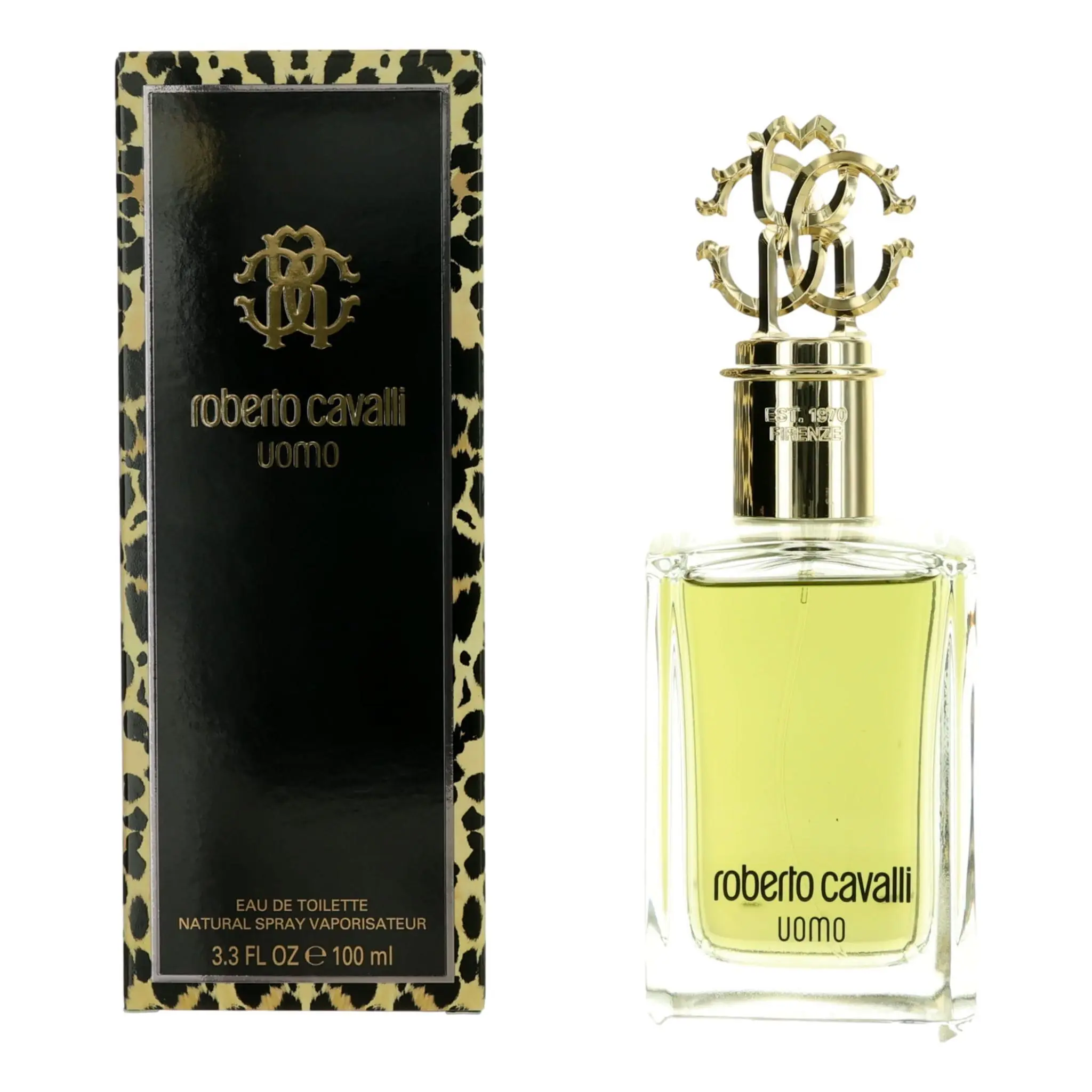 Roberto Cavalli Uomo Eau de Toilette Spray, Cologne Fragrance for Men, Standard Size Spray Bottle - 3.3 Fl Oz / 100ml, Male, No