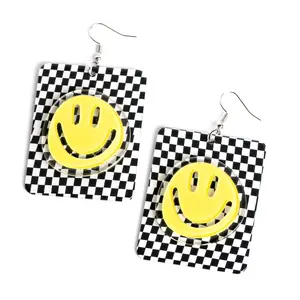 Cheeky Checkerboard Yellow Earrings Female