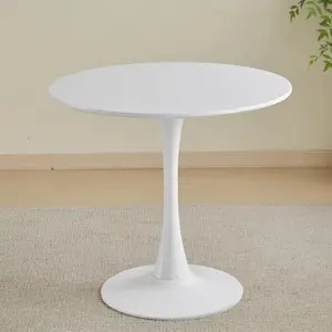 【GOOGREAT】Round White Dining table Modern kitchen table 31.5-inch tulip design with pedestal, medieval casual table seating 2 to 4 people