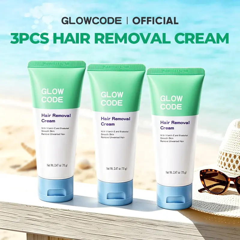 [Hot 3pcs]Glowcode 3pcs Hair Removal Cream Duo,Pain-Free Bikini, Designed for Sensitive Skin,Fast-Acting Depilatory, Results Up to 7 Days