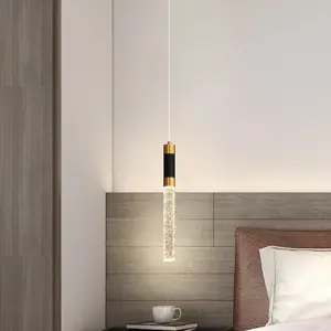 Homary 1-Light Single Mini Cylinder LED Island Pendant Light in Black & Gold with Acrylic Shade