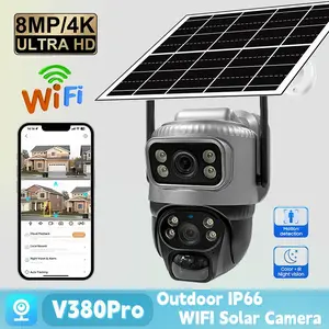 4K Wireless Dual Lens Surveillance Camera, WiFi Solar Security Cam, 8mp HD, 360° Rotation, 24h Recording, IR Night Vision, Ai Detection