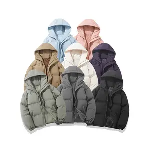 Autumn And Winter Warm Fashion Puffer Jacket Both men and women can wear it High Neck Hooded Zipper Design Cotton-Padded Coat Casual Style