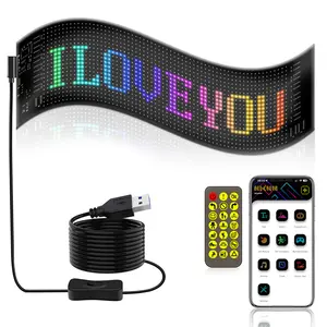 GLUROO RGB LED Matrix Panel, Programmable LED Light Sign with Customizable Text and Pre-made Animations, Devil Eyes Design for Car, Bar, Store, Hotel