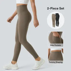 Halara 2-Piece UltraSculpt High Waisted Tummy Control Side Pocket Shaping Training Leggings Set