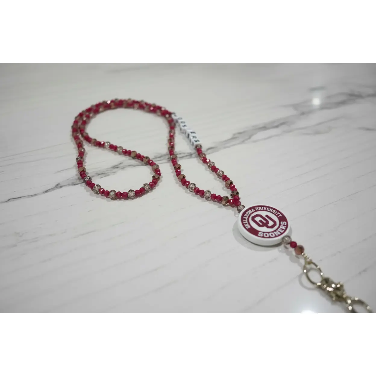 Oklahoma State Sooners Custom Beaded Lanyard
