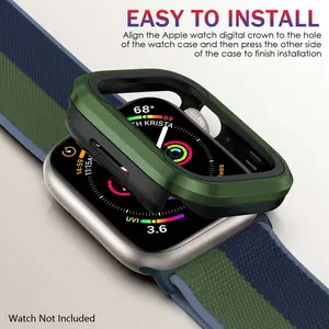 Rugged Alloy + Soft Silicone Case, Smart Watch Accessories, Watch Protector for Apple Watch Series 6/7/8/9/10/11 Ultra 3/2/1, Compatible with 42/44/45/46/49mm, For Sports & Outdoor Adventures (Watch Not Included), Contains nano-ceramic adhesive strip