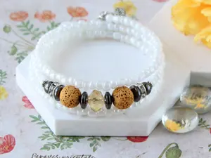 Yellow Wrap Diffuser Bracelet, Diffuser Bracelet, Lava Bead Bracelet, Beaded Bracelet, Gift for Her, One Size Fits Most.