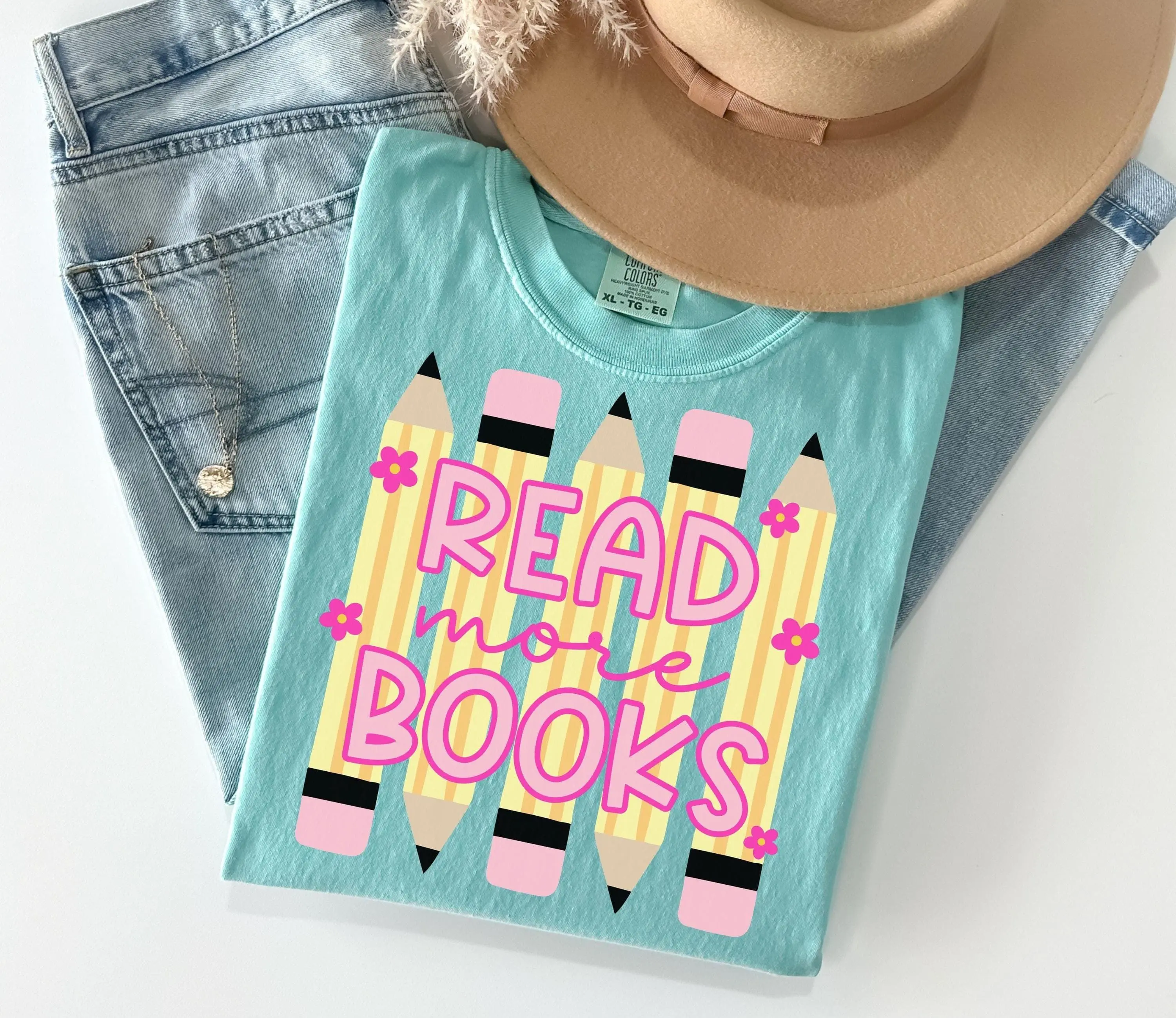 Pencil Striped Teacher Shirt, Read More Books T-Shirt, Reading Teacher Gift, School Librarian Bookish Tee, Back to School