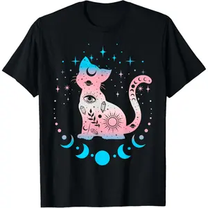 Transgender Cat Astrology Celestial LGBT Pride Trans T-Shirt  Graphic tees