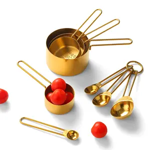 Gold Stainless Steel Measuring Cups & Spoons Set