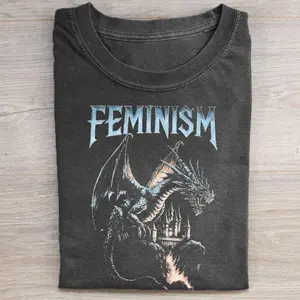Comfort Colors Feminism Dragon T-shirt, Fantasy Feminist Graphic Tee, Unisex Gift