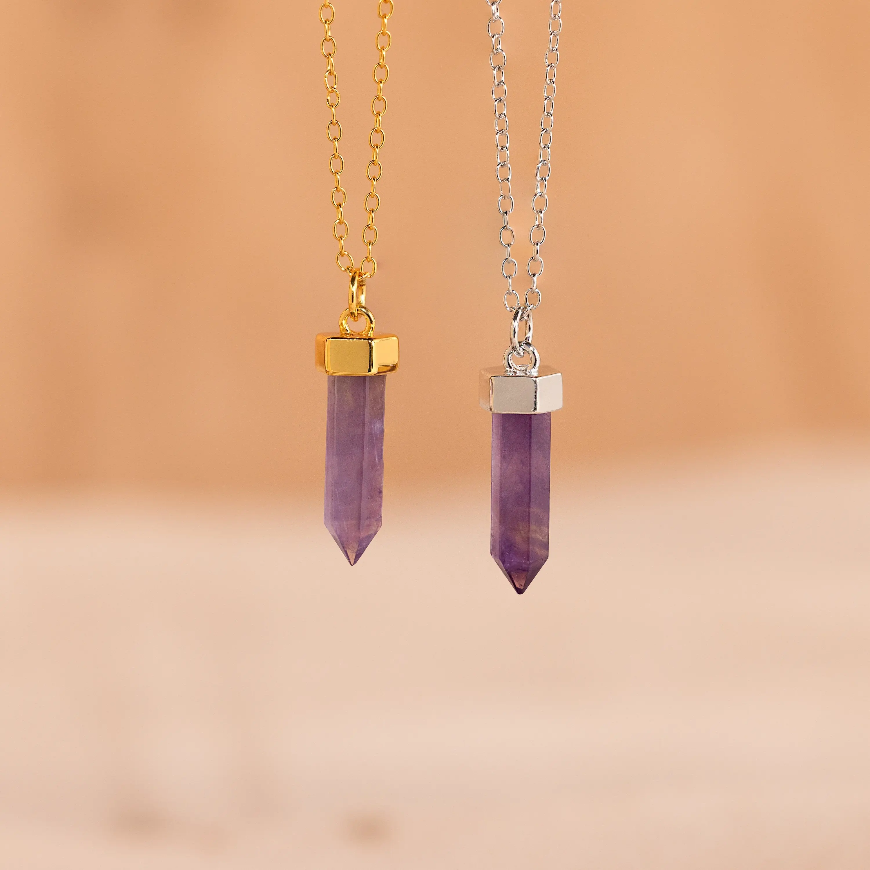 Amethyst Quartz Necklace by Caitlyn Minimalist - Boho Purple Crystal Pendant Necklace - Gemstone Jewelry - Gift for Sister