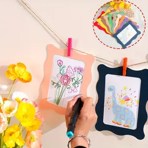 Colorful 6 Inch Paper Single Photo Frame Set, Picture Frame Set, DIY Wave Border Cardboard Frame, Art Design Wall Stickers, Creative Office Home School Decor