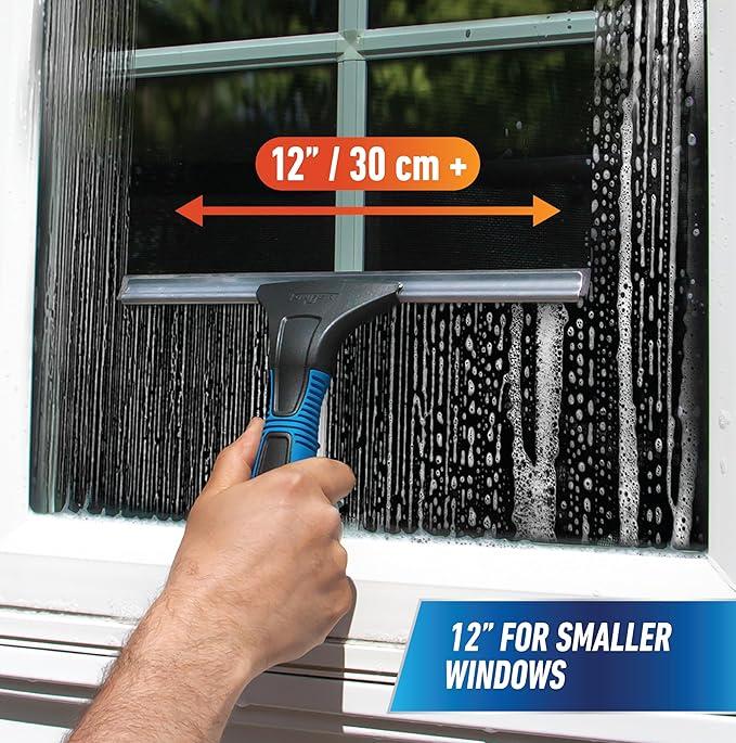 Unger Professional Connect and Clean 18” EZ Change Window Squeegee with Rubber Blade for Streak-Free Results & 12” Channel for Efficient Cleaning