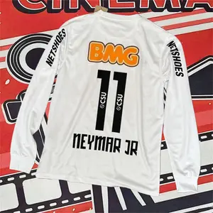 2012 2013 Santos Home White Retro No.11 Neymar Long Sleeved Soccer Jersey