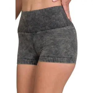 Zenana Washed Seamless High Waisted Shorts