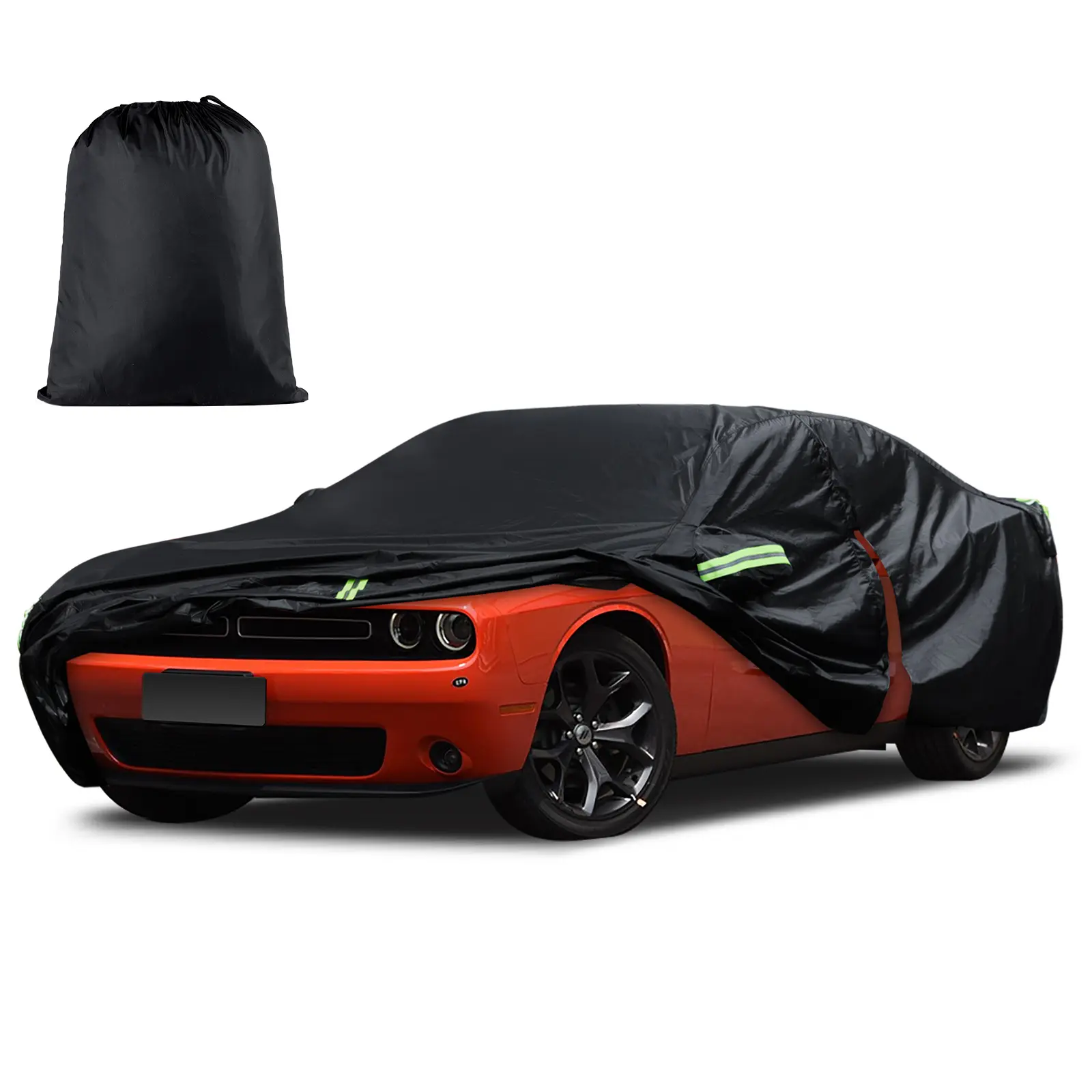 Car Cover Fit for Dodge Challenger 2008-2025, Waterproof All Weather for Automobiles Full Exterior Cover Rain Sun Snow Protector with Door Zipper Lightweight summerwins