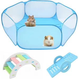 Foldable Breathable Transparent Exercise Playpen Indoor/Outdoor Small Animal Pet Cage Fence for Syrian Hamster Rats Chinchillas Rabbits Guinea Pigs Gerbils Hedgehogs Reptiles