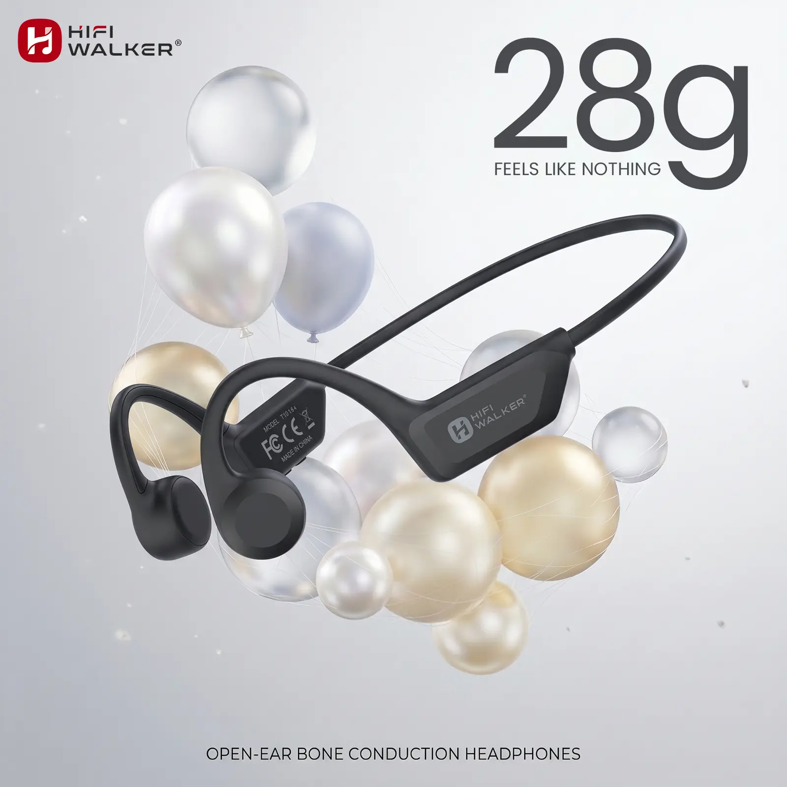 T10Lite Bone Conduction Headphones | 28g Ultra Light Open Ear, IPX5 Waterproof, 18H Playtime for Running Gym Sports bone conduction headphones