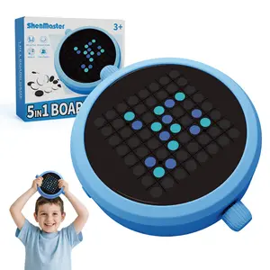 5-in-1 Smart Board Game,Built-in 5 Games Include Reversi, 4 in a Row, 5 in a Row, Chinese Checkers, and Tic Tac Toe，AI Electronic Pocket Size Toy for Road Trip, Camping, Party