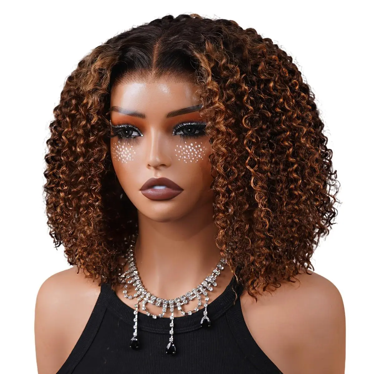 OQ HAIR Ombre Brown Water Wave Bob Wigs 220% Density 7x5 Pre Cut Glueless Human Hair Wear Go Wigs Pre-Colored Short Wigs for Beginner Friendly #DealsForYouDays