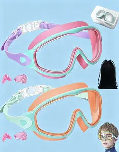 2-Pack Kids’ Swimming Goggles for Ages 3–15, Anti-Fog, UV Protection, Waterproof Swimming Goggles, Clear HD Lenses, Soft Silicone, No-Leak Design, with Adjustable Strap, Nose Clip, and Earplugs for Boys, Girls, and Teens