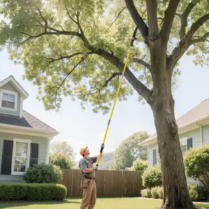 VEVOR Manual Pole Saw, 3.84-26.25 Feet Telescopic Pole Tree Pruning, 65Mn Steel Blade, Lightweight Fiberglass Handle Pole, Double Hook Saw Suitable for High Branch Pruning, Palm Tree and Shrub Pruning Tool