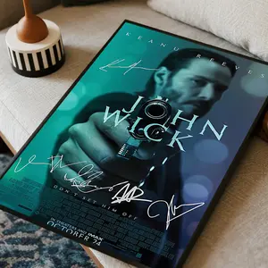 1 piece without frame<John Wick: Chapter 4>Movie Poster - Keanu Reeves and Ian McKenna Signed Canvas Art, Bokeh Lighting Design, Fan Collectible and Commemorative Gift, High-Quality Printing, 2D Flat, Perfect Room Decoration