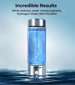 MSWJO Hydrogen Water Bottle and Tumbler Set 420ml USB Type-C Rechargeable Portable Ionizer for Exercise Home Office Travel PEM SPE Technology Hydrogen Rich Water Generator