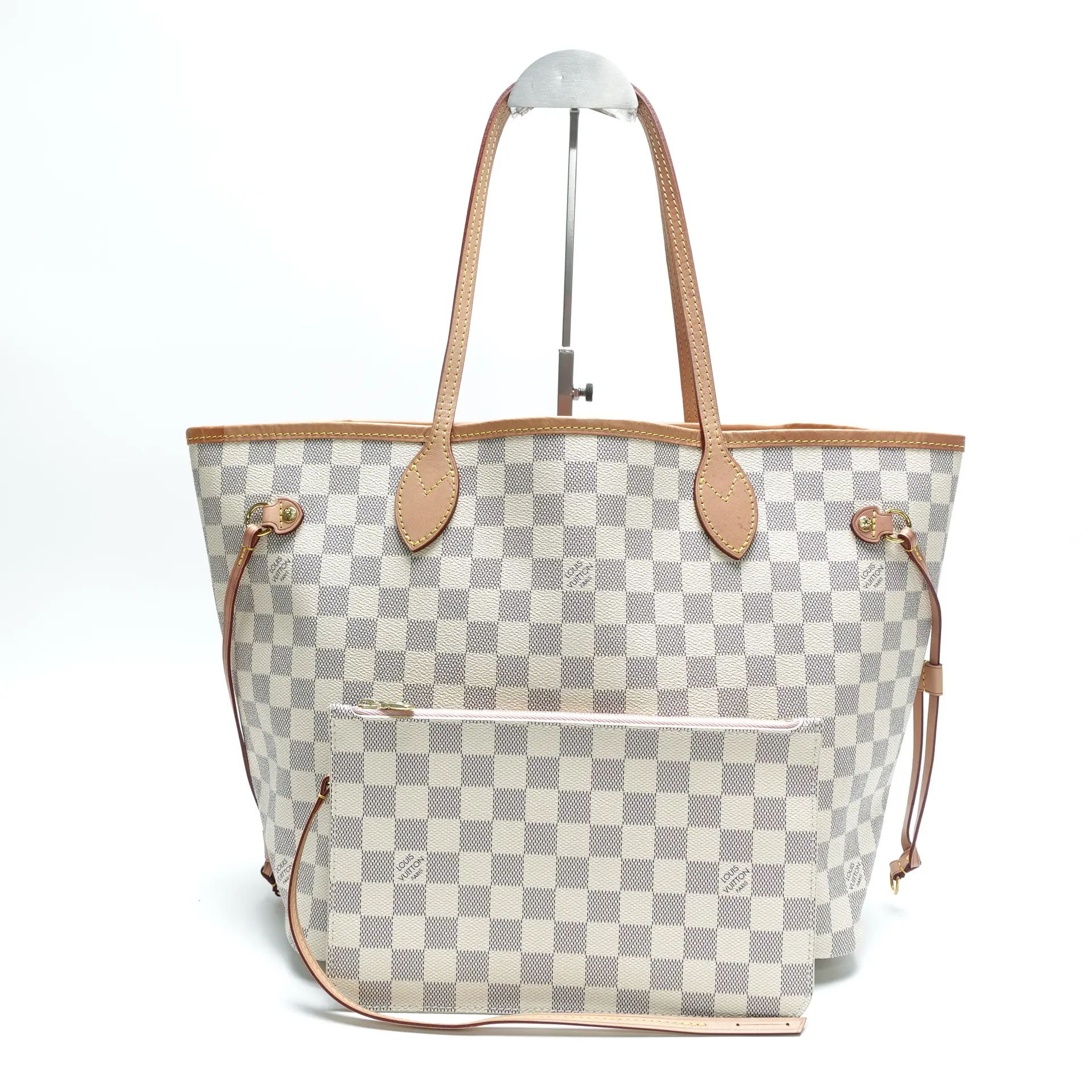 Pre-owned Louis Vuitton Coated Canvas Shoulder Bags Neverfull Damier Azur Shoulder Bag T10442037