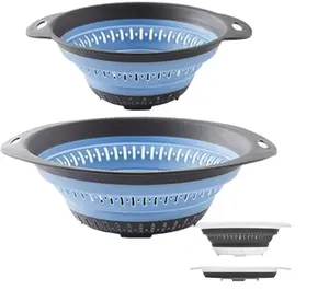 Collapsible Silicone Colander – BPA Free Kitchen Strainer & Steamer with Stainless Steel Rim | Heat Resistant, Space Saving, Dishwasher Safe Food Drainer, Slate