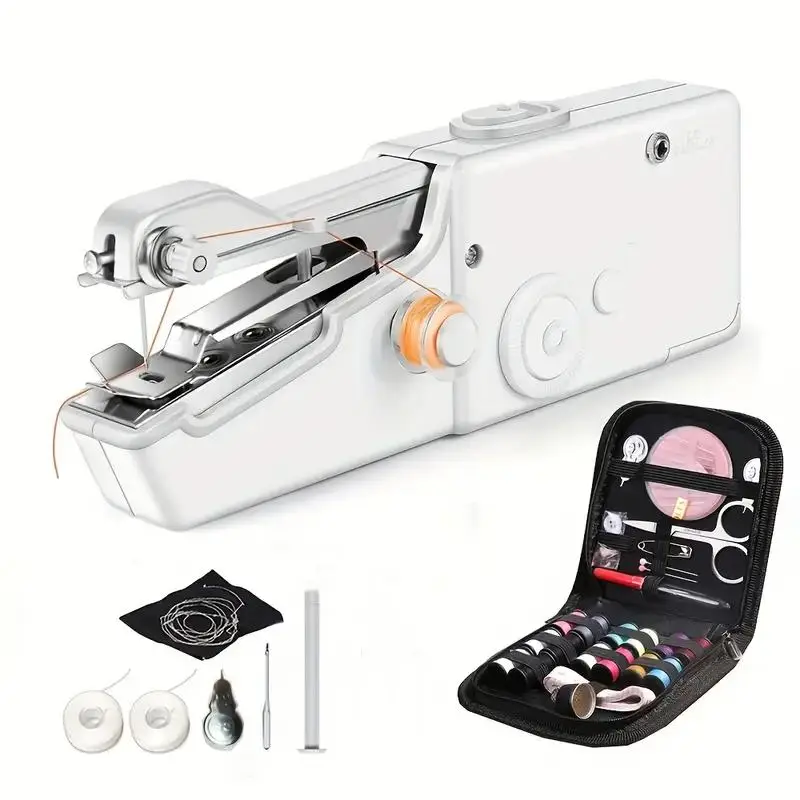 1 Set New Portable Mini Sewing Machine, Handheld Electric Sewing Machine Set, Practical Quick Stitching Sewing Machine for Home Use, Birthday Gift Ide