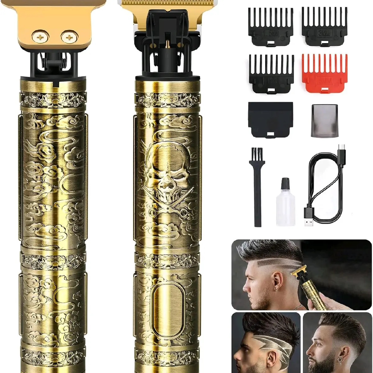 Professional Hair Trimmer for Men, Beard Trimmer Hair Clippers for Men, Cordless Rechargeable Hair Trimmer Metal Body Comfort Cutting Grooming Kit