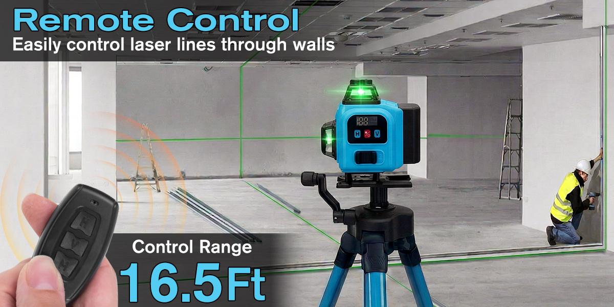 Tanlook Laser Level, 3×360° Self-Leveling Laser Level, 16 Lines Green Beam 4D Laser Level, equipped with 2 lithium batteries, suitable for picture hanging, tile laying, home renovation and indoor projects