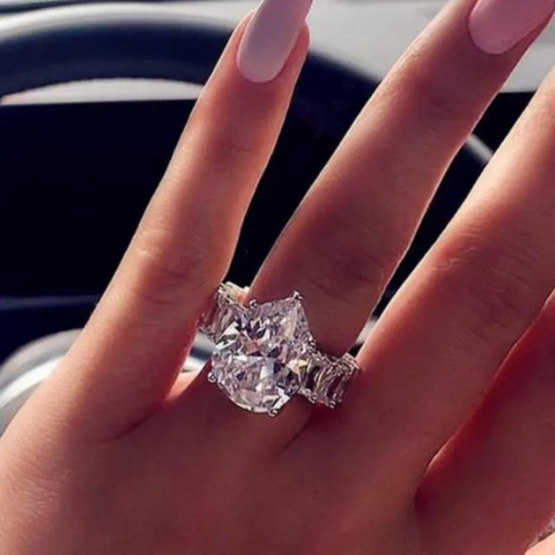 Elegant Water Drop Shaped Promise Ring, Fashion Engagement Ring, Teardrop Bridal Rings for Party, Daily Decor, Trendy All-match & Exquisite Luxury Jewelry for Birthday Gift, Beautiful Rings